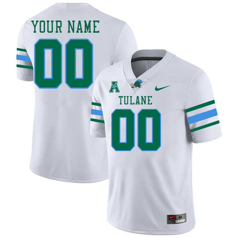 Custom Tulane Green Wave Name And Number Football Jersey-White